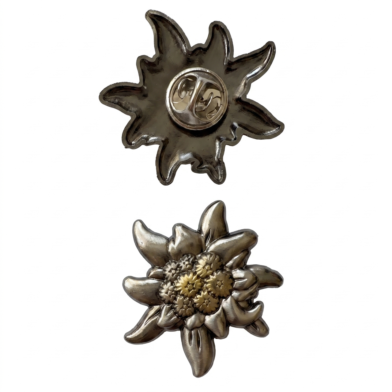Edelweiss Badge - Military Award Silver-Tone WWII Mountain Cap Pin Replica