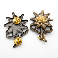 Edelweiss Badge Military Award Bronze-Tone WWII Mountain Cap Pin Replica