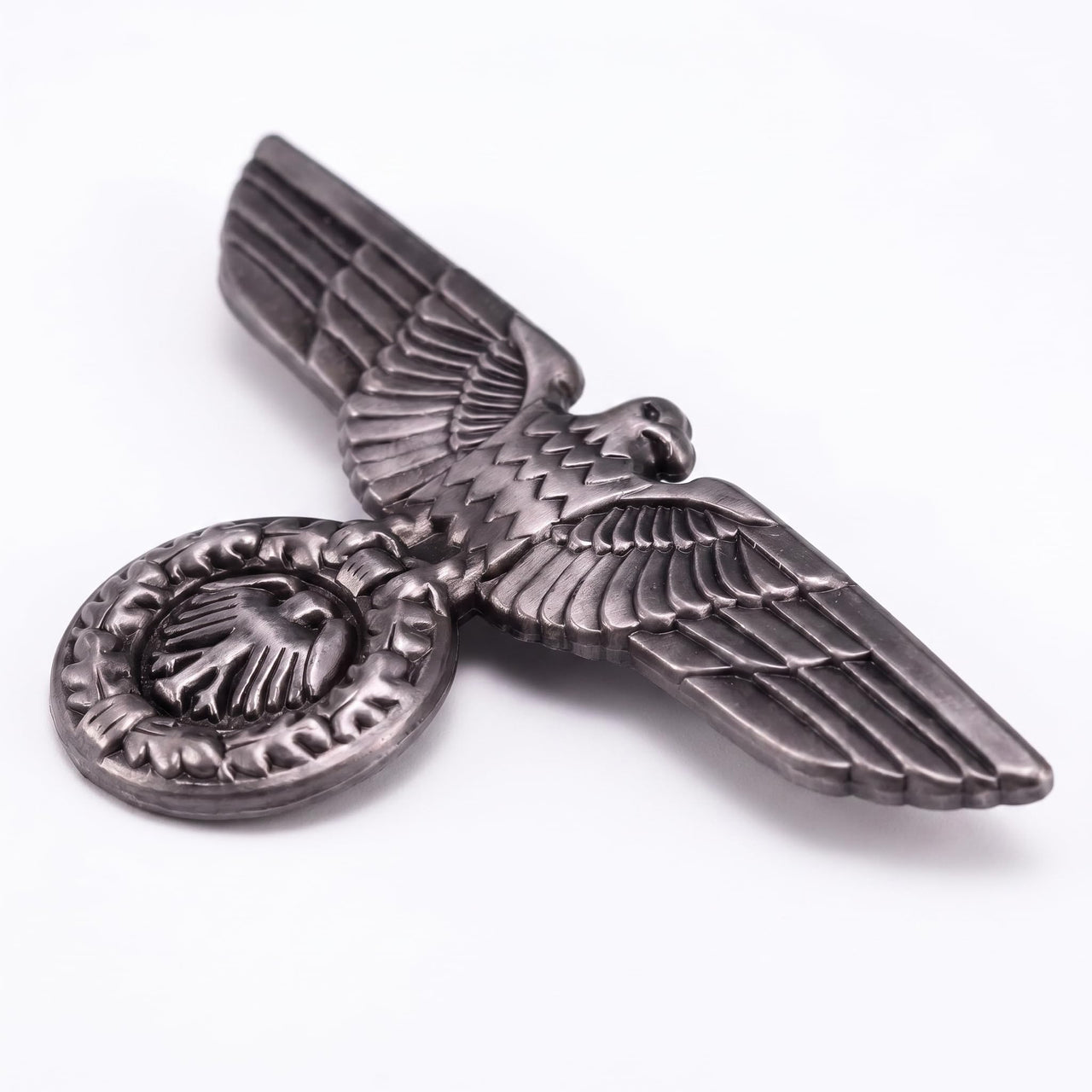 FREECROWS Imperial German Era Eagle Emblem Prussian Historical Replica Silver Tone Metal Display Artefact