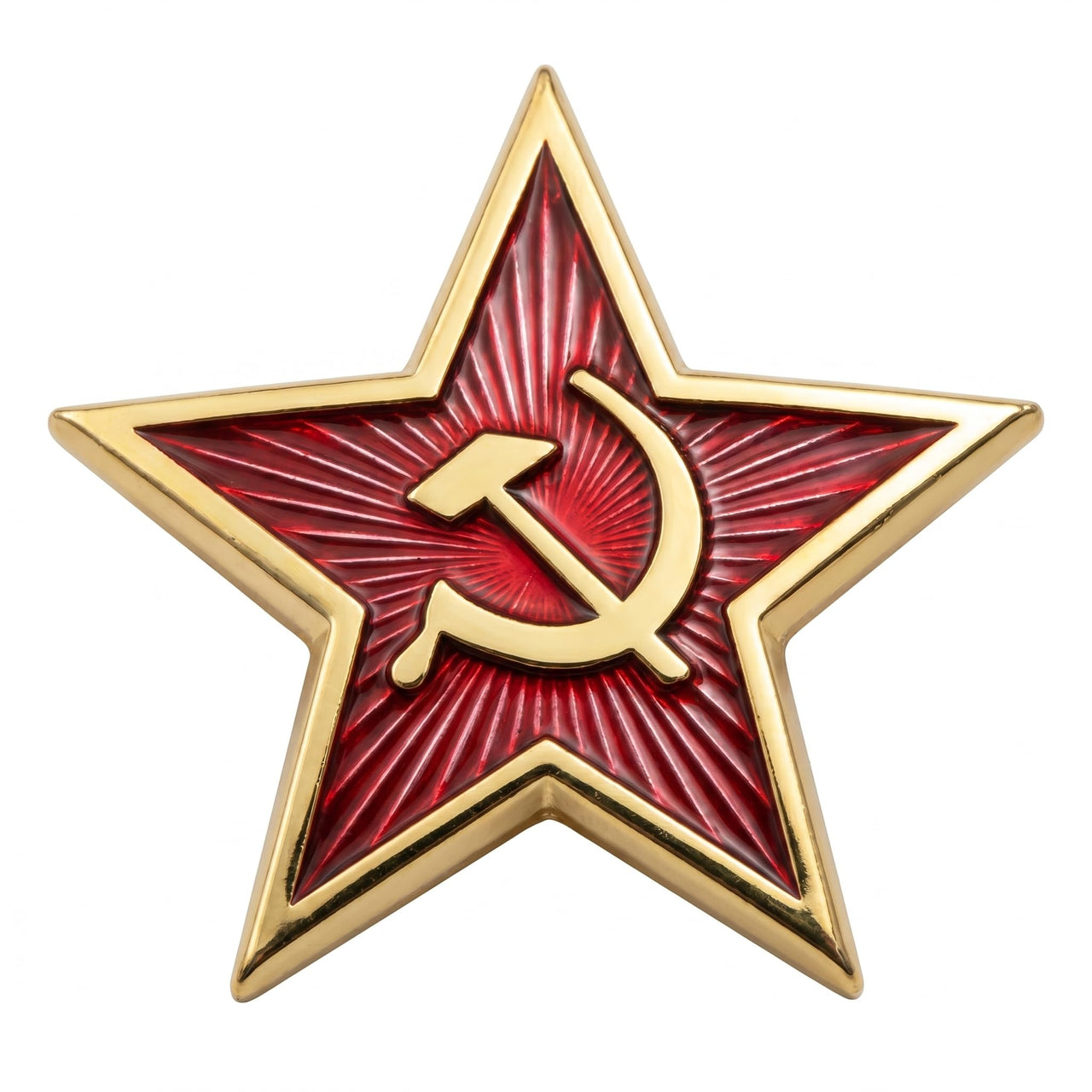 USSR Soviet Red Star Pin Badge Hammer and Sickle Gold Plated Emblem Replica