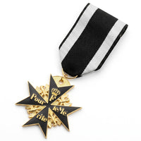Prussian Pour Le Merite Gold Medal with Black Ribbon Military Replica