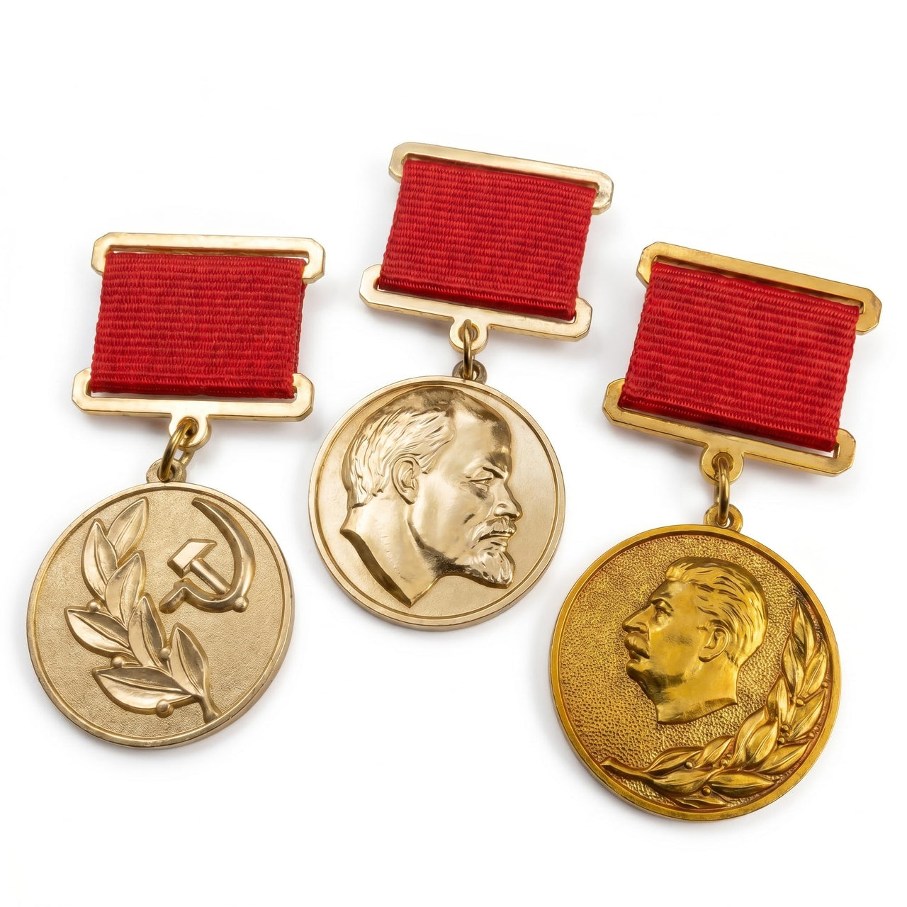 USSR Soviet State Lenin and Joseph Stalin Prize Laureate Medals Set Replica