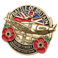 WW2 British Battle of Britain Spitfire Red Flower Commemorative Pin Replica