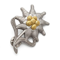 Edelweiss Flower Military Badge Silver-Tone WWII Mountain Cap Pin Replica