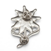 Edelweiss Flower Military Badge Silver-Tone WWII Mountain Cap Pin Replica