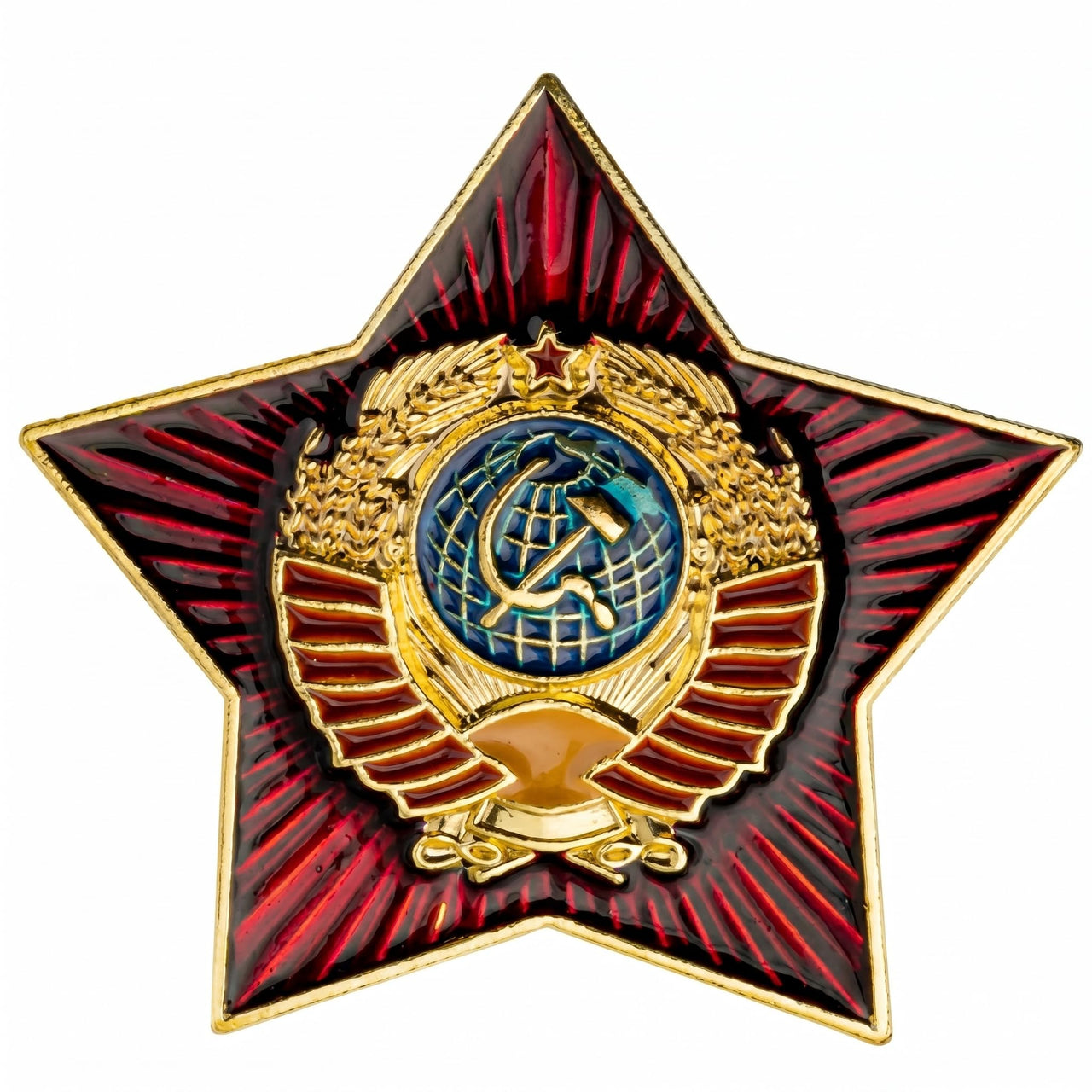USSR Soviet State Emblem Red Star Military Lapel Pin Badge Replica