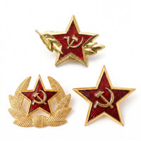 Soviet Red Star Cockade Set - 3pc USSR Military Hat Badge Replicas