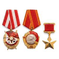 FREECROWS Hero of the Soviet Union, Red Banner Medal & Order of Lenin Medal Set – USSR Historical Award Replica