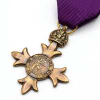 British Empire OBE Officer Cross Bronze Tone Military Medal Replica