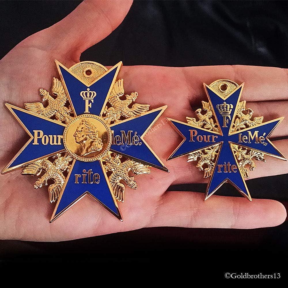 Grand Pour Le Merite 24k Gold Plated Cross Medal Blue Max Highest Honor + Oak Leaf + Ribbon Repro