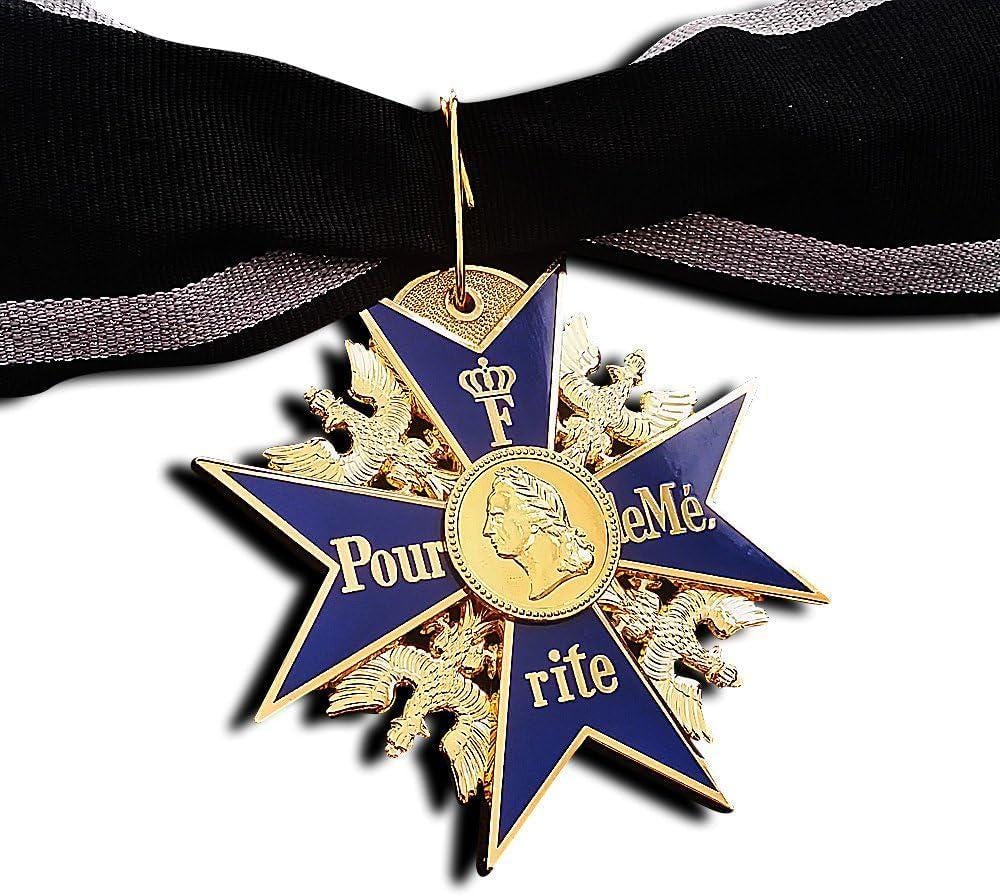 Grand Pour Le Merite 24k Gold Plated Cross Medal Blue Max Highest Honor + Ribbon Repro