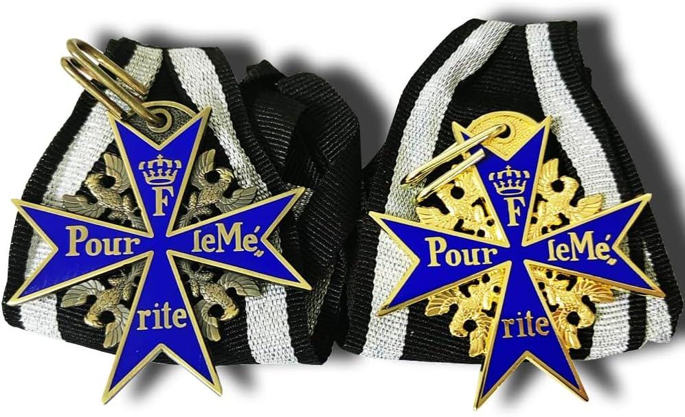 Pour Le Merite Classic  + 24k Gold Plated Cross Medal Blue Max Highest Honor Award New versions Replica