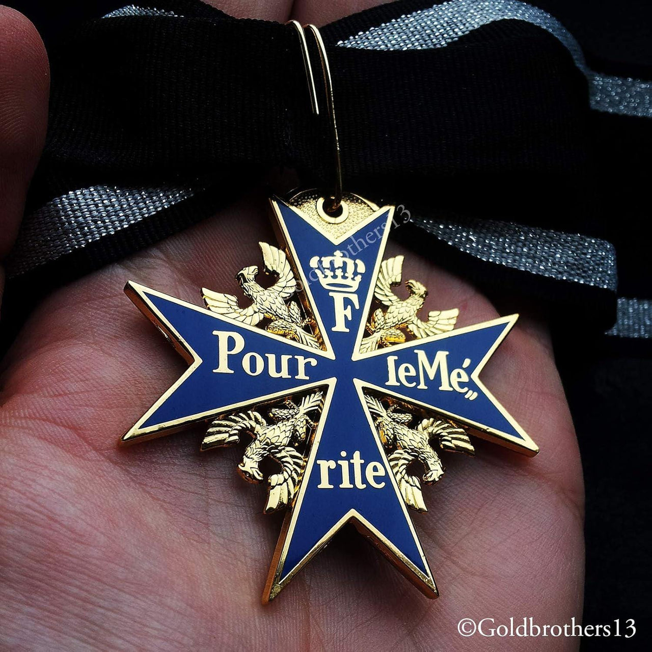 Pour Le Merite Classic  + 24k Gold Plated Cross Medal Blue Max Highest Honor Award New versions Replica