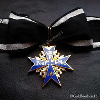 Grand Pour Le Merite + Classic one 24k Gold Plated Cross Medal & Oak Leaves Blue Max + Ribbon Copy