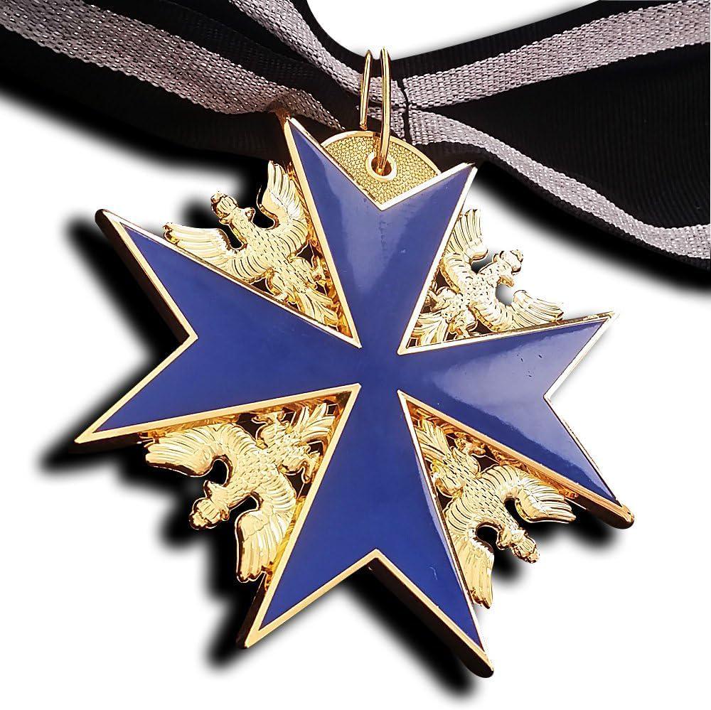 Grand Pour Le Merite 24k Gold Plated Cross Medal Blue Max Highest Honor + Ribbon Repro