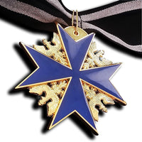 Grand Pour Le Merite 24k Gold Plated Cross Medal Blue Max Highest Honor + Ribbon Repro