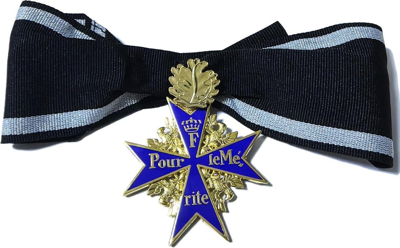 Pour Le Merite 24k Gold Plated Cross Medal Blue Max Highest Honor Award + Gold leaf badge New version Replica