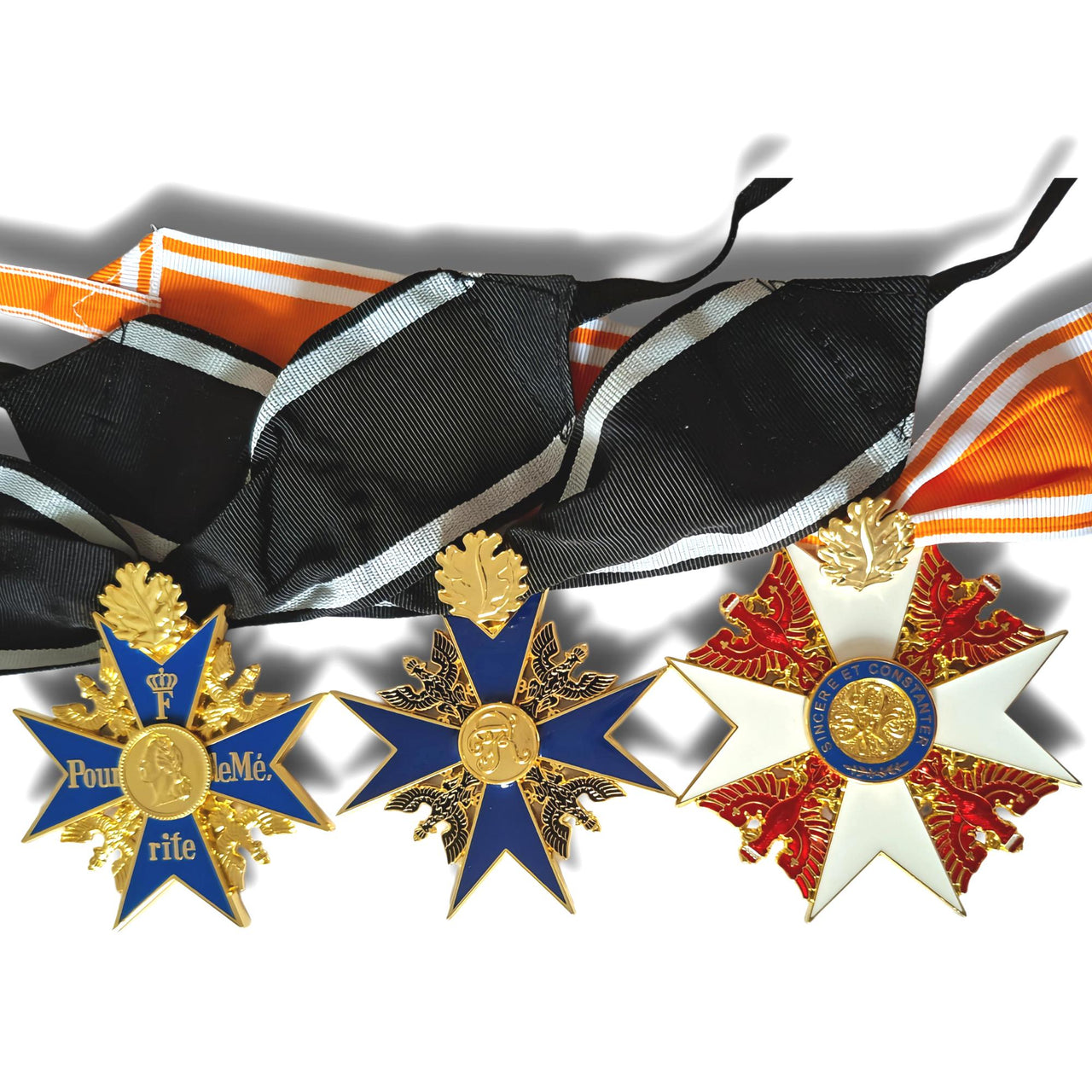 Grand Pour Le Merite - Grand Black Eagle - Grande Red Eagle + Gold Leaves WW1 German Medals Set - Military of Prussia Replicas