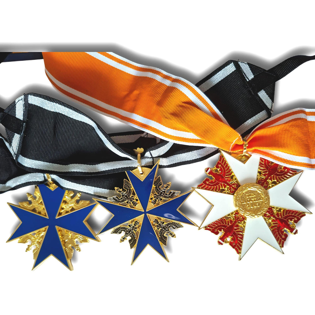 Grand Pour Le Merite - Grand Black Eagle - Grande Red Eagle + Gold Leaves WW1 German Medals Set - Military of Prussia Replicas