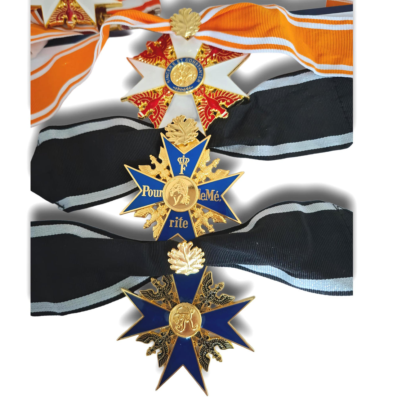 Grand Pour Le Merite - Grand Black Eagle - Grande Red Eagle + Gold Leaves WW1 German Medals Set - Military of Prussia Replicas