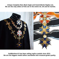 Grand Pour Le Merite - Grand Black Eagle - Grande Red Eagle + Gold Leaves WW1 German Medals Set - Military of Prussia Replicas