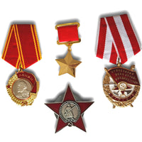 Soviet Medal Set – Order of Lenin , Red Banner , Red Star Badge , Hero Star (Set of 4) Replica - Military Russian Awards
