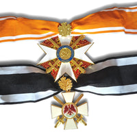 Grand Red Eagle + Red Eagle with Swords - Gold Leaves - WW1 German Medals Military of Prussia Award Replica